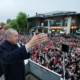 Turkish President Tayyip Erdogan, accompanied by his wife Emine Erdogan, addresses his supporters following early exit poll results for the second round of the presidential election in Istanbul, Turkey May 28, 2023. Murat Cetinmuhurdar/Presidential Press Office/Handout via REUTERS ATTENTION EDITORS - THIS PICTURE WAS PROVIDED BY A THIRD PARTY. NO RESALES. NO ARCHIVES.